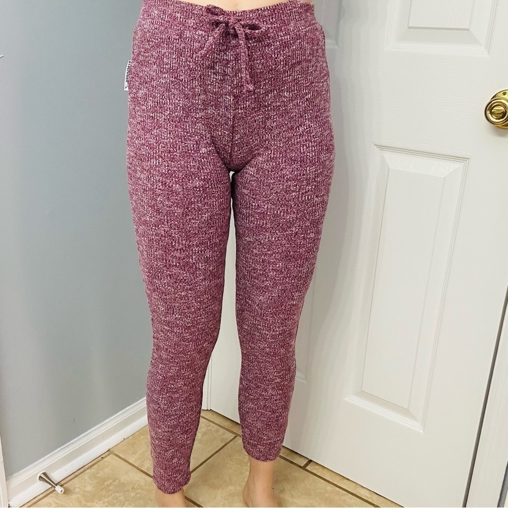 Gymshark Pants Knit Pink Ribbed Leggings Tie Fall Casual Gym Outdoors Size Small